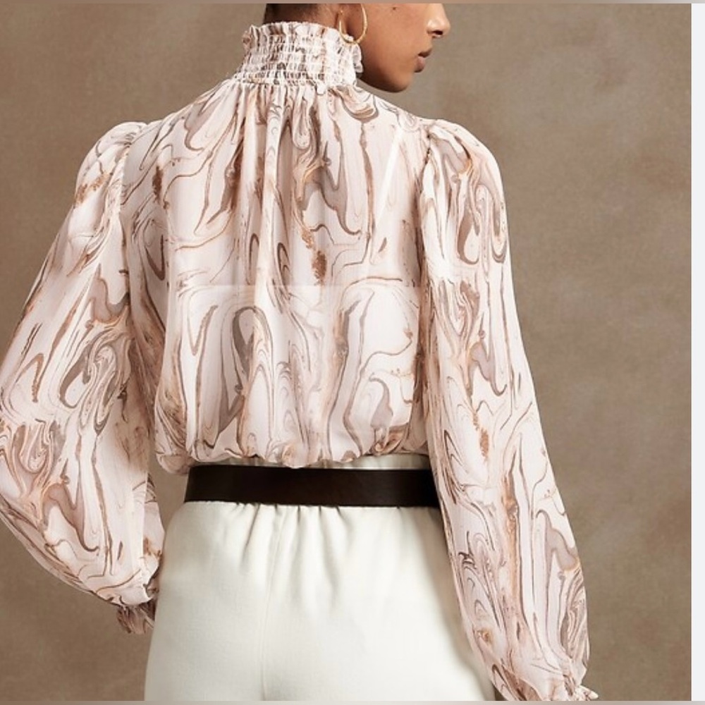 Elegant Brown Patterned Women's Top - Picture 2 of 10